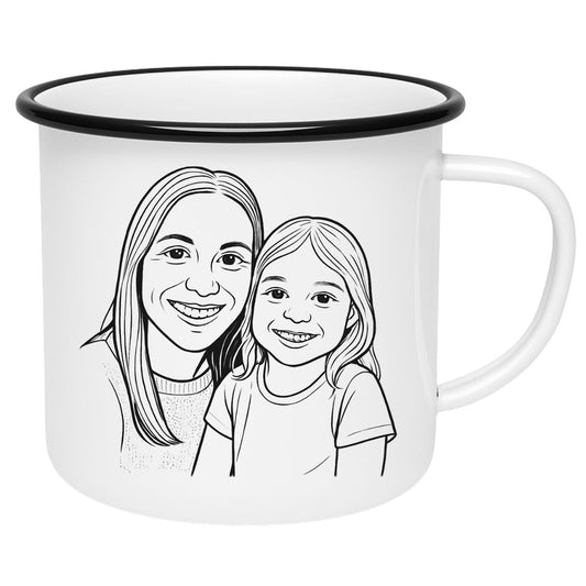 StitchyFeels Emaille Tasse – Retro Look mit persönlicher Note